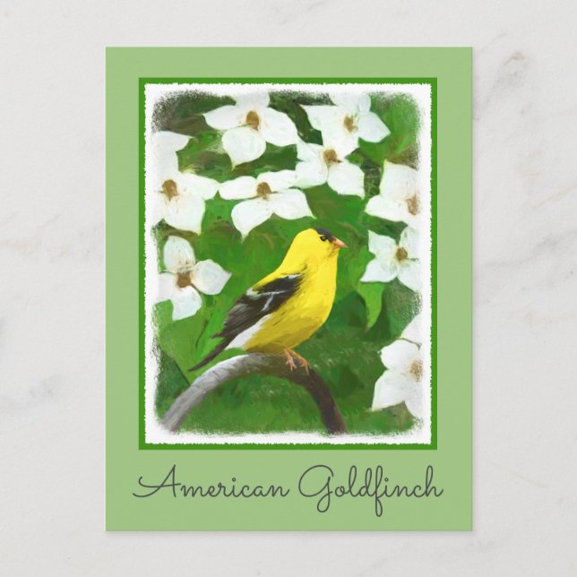 Goldfinch-färgning - Cute Original Hund Art Vykort (Framsida)