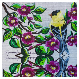 Goldfinch i Blommar Tyg
