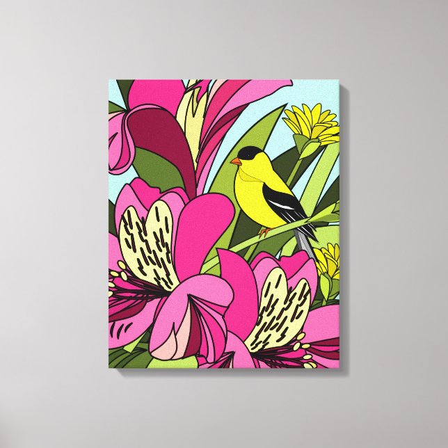 Goldfinch i Garden Canvastryck (Framsida)