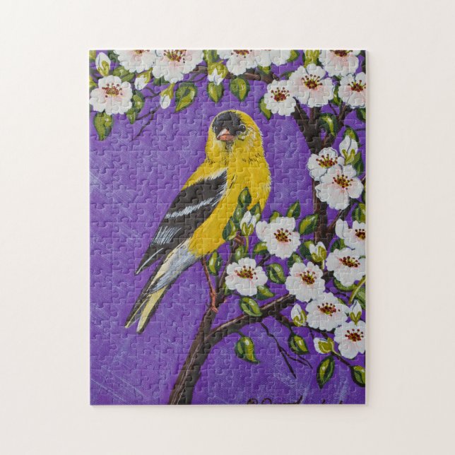 Goldfinch i Pear Blommars Puzzle Pussel (Vertikal)