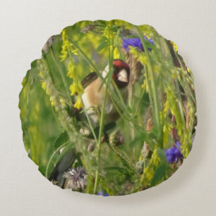 Goldfinch i Vild Flowers Fält Kids Dekorativ kudde