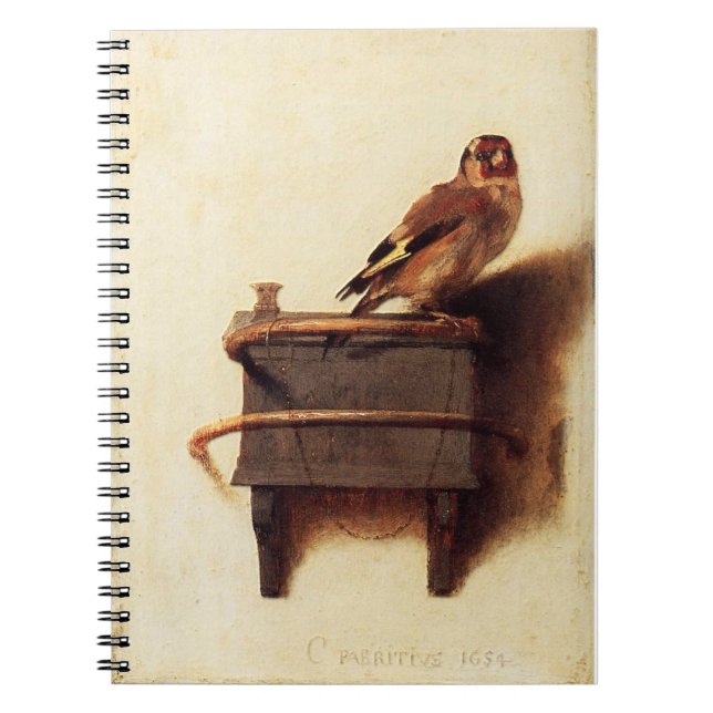 Goldfinch-mästerverk av Carel Fabritius Anteckningsbok Med Spiral (Framsidan)