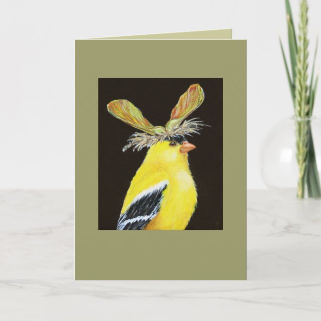 Goldfinch med äppelfröhatt kort (Framsida)