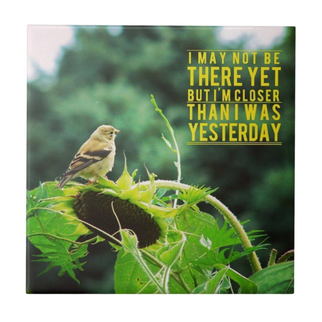 Goldfinch närmare än jag var i går kakelplatta (Framsidan)