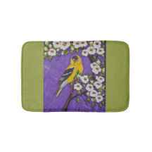 Goldfinch och Blommar Bath Mat