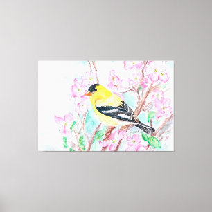 Goldfinch och Dogwood Flowers Canvastryck