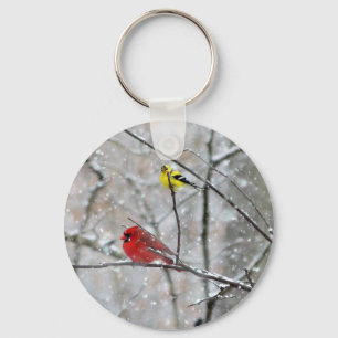 Goldfinch och kardinal nyckelring