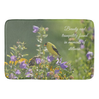 Goldfinch på en Harebell Flower Badrumsmatta