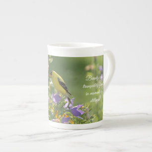 Goldfinch på en Harebell Flower Benporslin Mugg