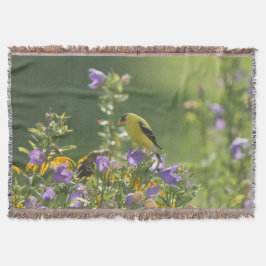 Goldfinch på en Harebell Flower Filt