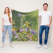 Goldfinch på en Harebell Flower