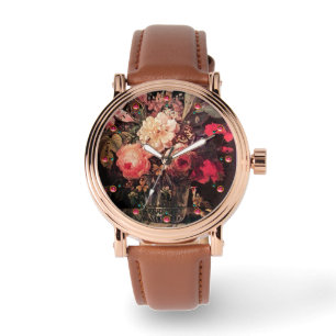 GOLDFINCH,ROSA ROS OCH BUTTERFLISK Blommigt Armbandsur