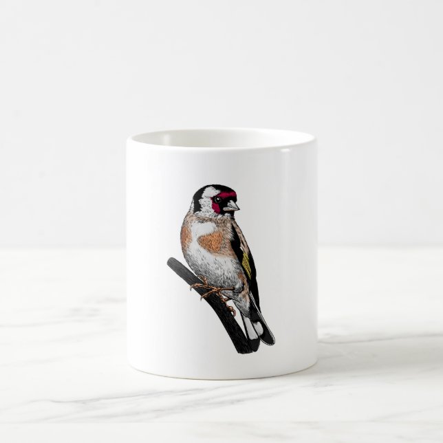 Goldfinch teckning kaffemugg (Center)