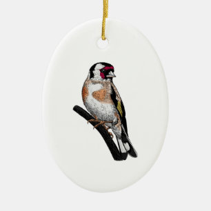 Goldfinch teckning keramisk ornament