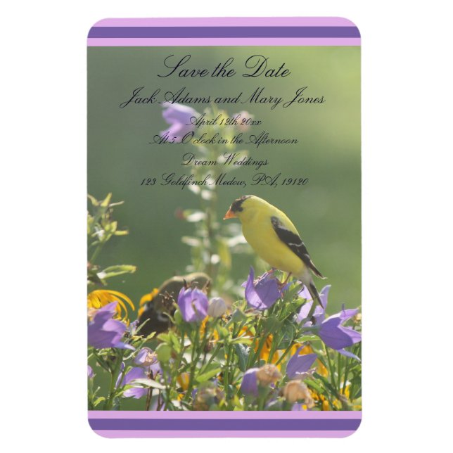 Goldfinch Vår Garden Wedding Wedding Magnet (Vertikal)