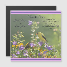Goldfinch Vår Garden Wedding Wedding Magnetisk Inbjudningskort