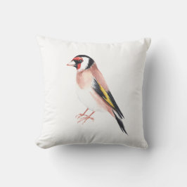 Goldfinch vattenfärgsmålad fågel. kudde