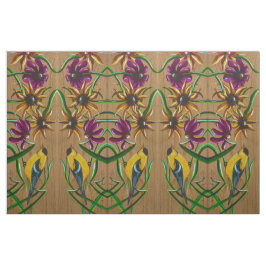 Goldfinches and Flowers Fabric Tyg