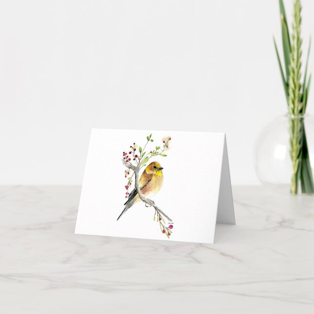Goldfink - vackert vattenfärgskort anteckningskort (Beautiful Watercolor Goldfinch Blank Note Cards from Jenn Steffen Art)