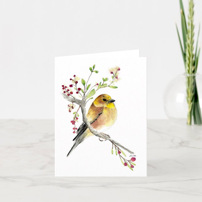 Goldfink - vackert vattenfärgskort anteckningskort (Beautiful Goldfinch Watercolor Blank Note Cards from Jenn Steffen Art)