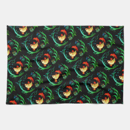 Goldfische auf schwarzem Hintergrund Kökshandduk