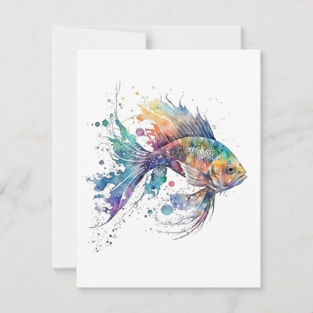 Goldfish 3 i vattenfärger julkort (Framsida)