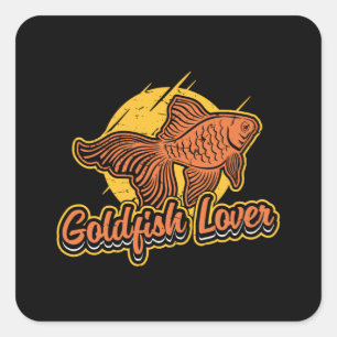 Goldfish Älskare Aquarium Vintage Retro Animal Fis Fyrkantigt Klistermärke