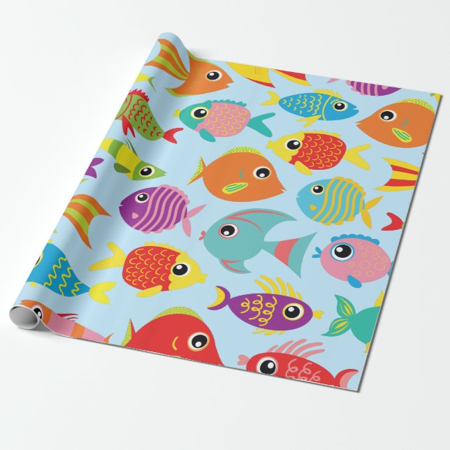 Goldfish Aquarium Cute 1:a födelsedag Papper Presentpapper (Utrullad)