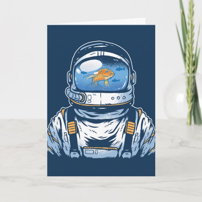 Goldfish Astronaut, tyska födelsedagen Kort (Framsida)