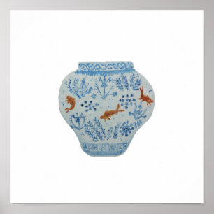 Goldfish Blue White Ginger Burk Art Print poster