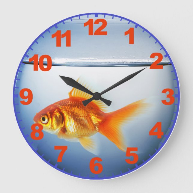 GoldFish Bowl-klocka med siffror Stor Klocka (Framsida)