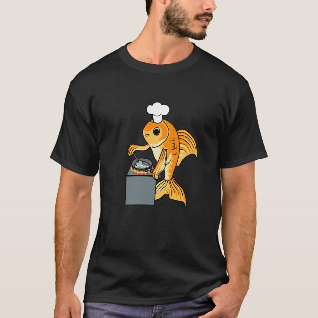 Goldfish Chef Ironic Citote Cute Fish Cooking T Shirt (Framsida)