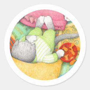 GOLDFISH CRACKERS KATTUNGE Small Round Stickers Runt Klistermärke