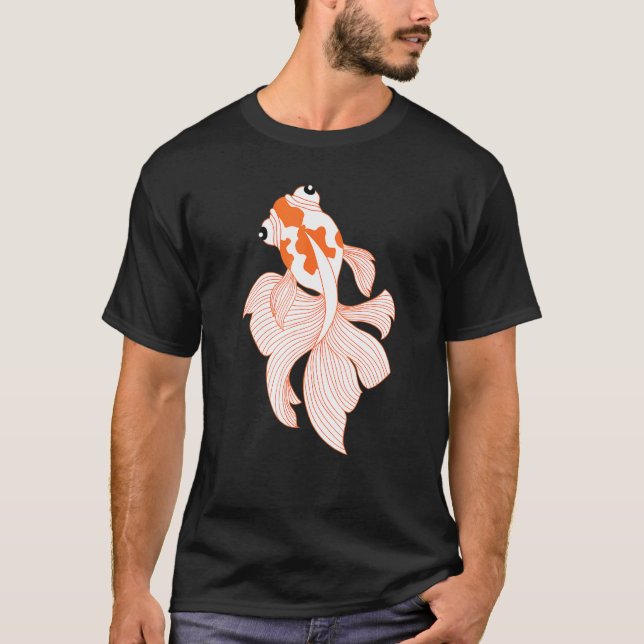 Goldfish Finare Red White Calico Ryukin Fantail Ve T Shirt (Framsida)
