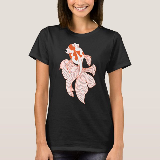 Goldfish Finare Red White Calico Ryukin Fantail Ve T Shirt (Framsida)