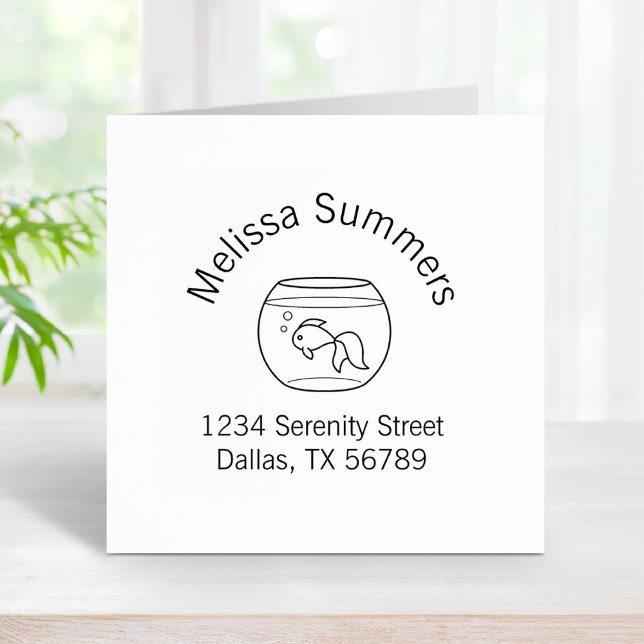 Goldfish i en Fish Bowl Arch Adress Stämpel (Skapare uppladdad)