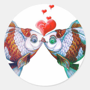 Goldfish Kiss Runt Klistermärke