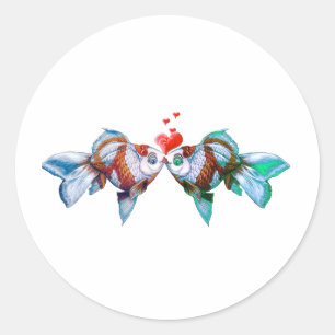 Goldfish Kiss Runt Klistermärke