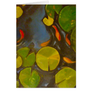 Goldfish Koi Pond Vatten Lilies Hälsningskort
