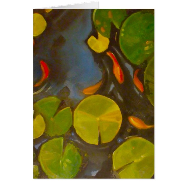 Goldfish Koi Pond Vatten Lilies Hälsningskort (Framsidan)