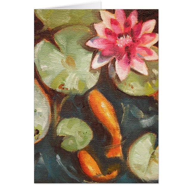 Goldfish Koi Pond Vatten Lilies Hälsningskort (Framsidan)