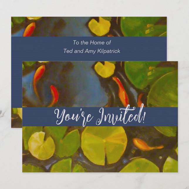 Goldfish Koi Pond Vatten Lilies Inbjudningar (Fram/baksida)