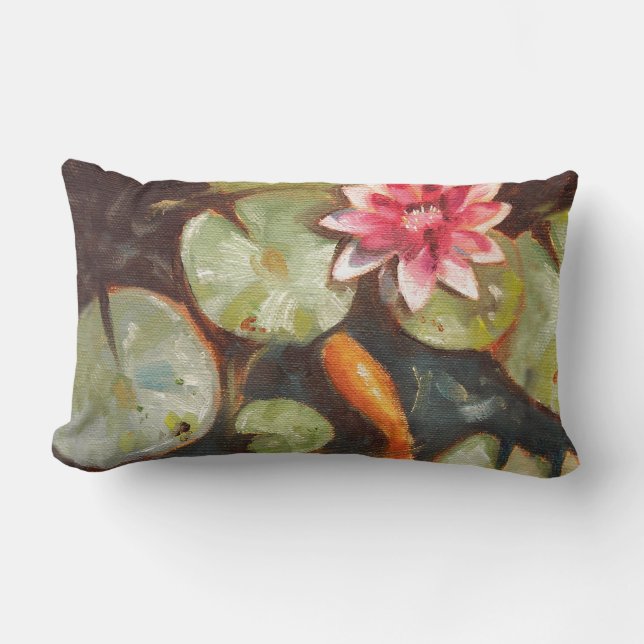 Goldfish Koi Pond Vatten Lilies Lumbarkudde (Framsida)