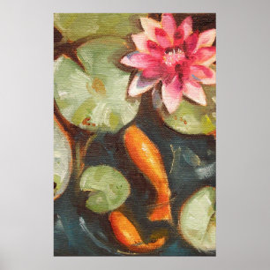 Goldfish Koi Pond Vatten Lilies Poster