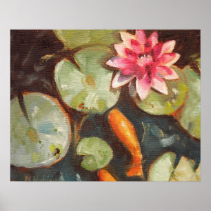 Goldfish Koi Pond Vatten Lilies Poster