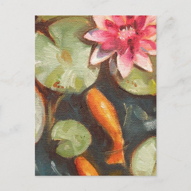 Goldfish Koi Pond Vatten Lilies Vykort (Framsida)