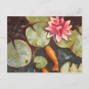 Goldfish Koi Pond Vatten Lilies Vykort