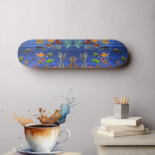 Goldfish Marine Ocean Life Blue Sea Coral Mini Skateboard Bräda 18,5 Cm