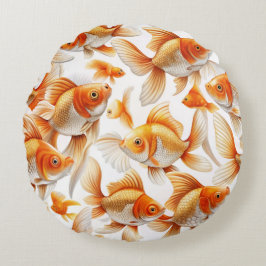Goldfish Mönster och Fleece Blanket Rund Kudde