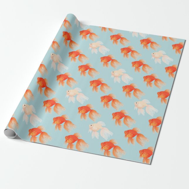 Goldfish Mönster Wrapping Papper Presentpapper (Utrullad)